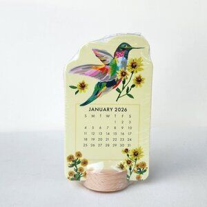 Punch Studio 2026 Hummingbird 12 Month Mini 4.75" Desk Calendar Jan to Dec, New
